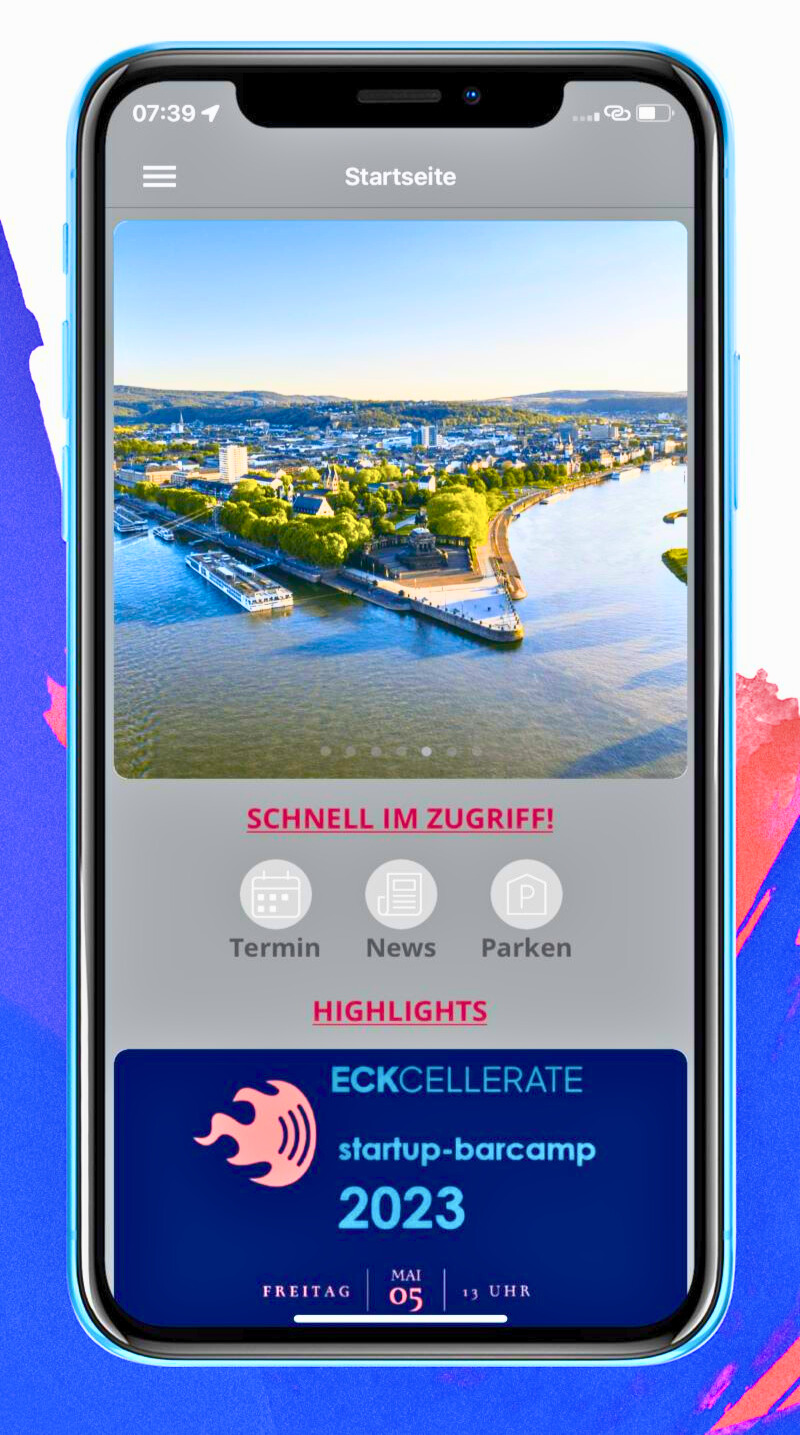 Homescreen der Koblenz App